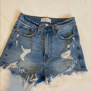 Abercrombie & Fitch Blue Distressed Denim Shorts